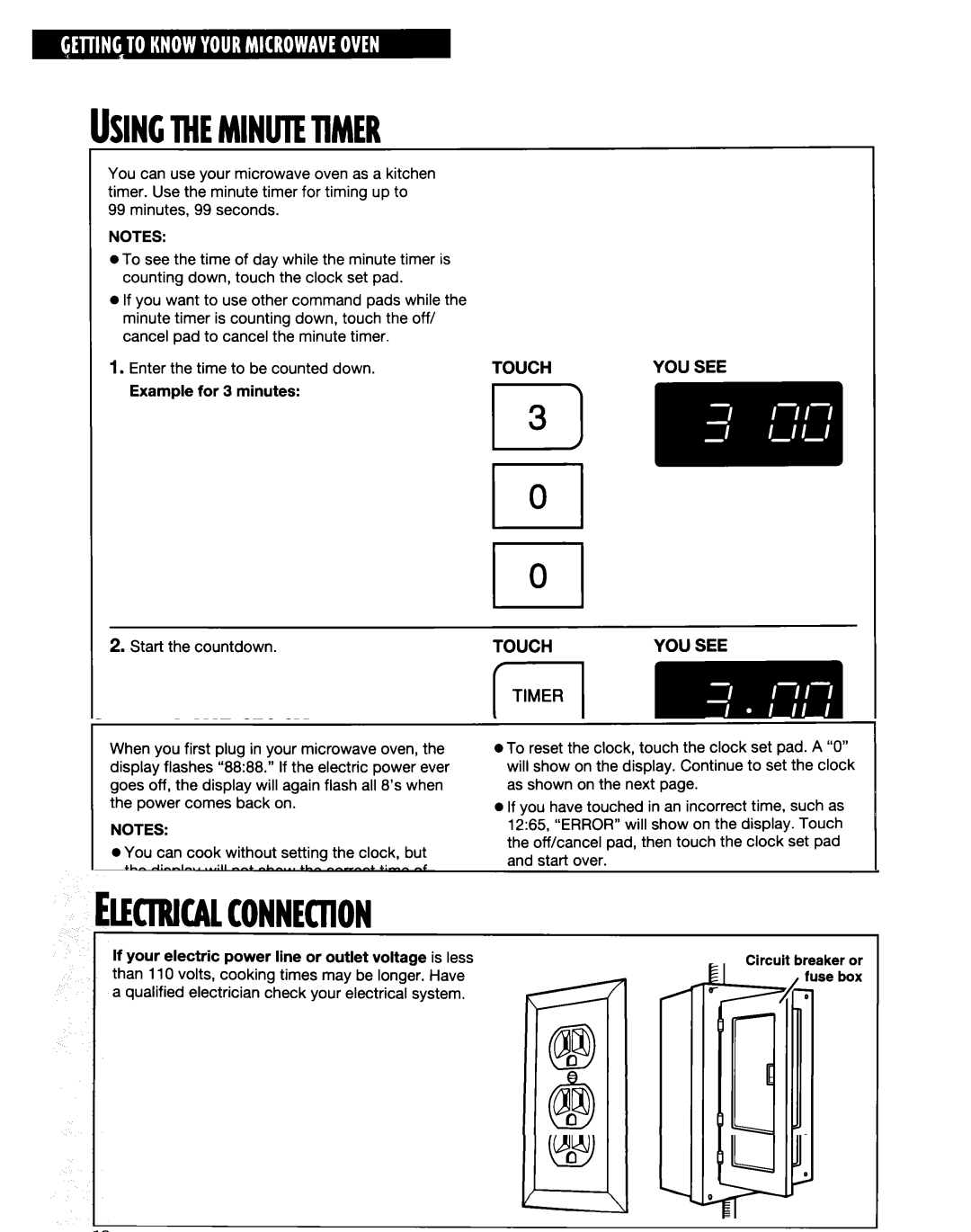 Whirlpool MT9160XE, MT6120XE installation instructions USING------ THE---- MINUTE--------- llMER 