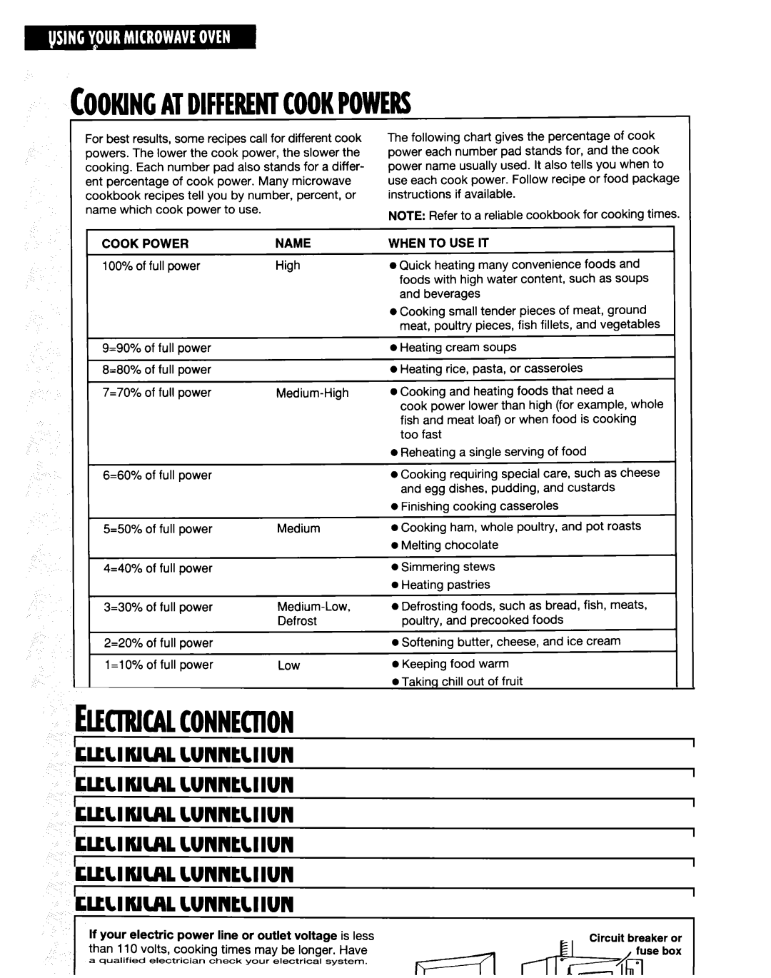 Whirlpool MT9160XE, MT6120XE installation instructions Power, When to USE IT 