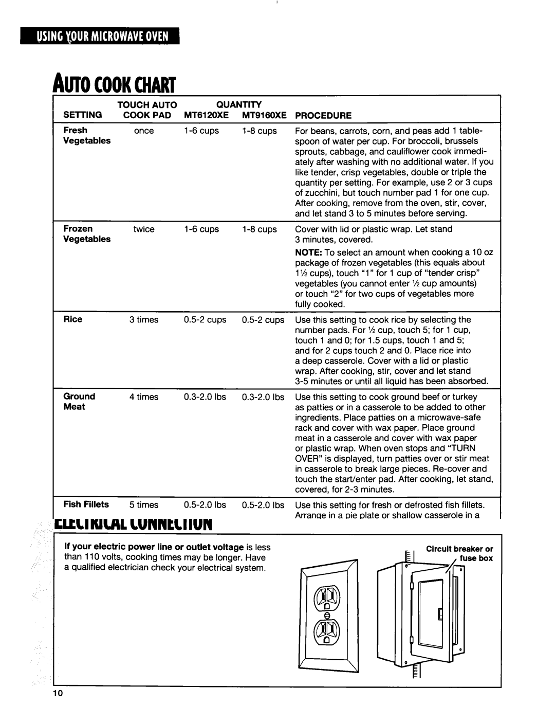 Whirlpool MT9160XE, MT6120XE installation instructions AUTOCOOKCHAKl, Touch Auto Quantity Cook PAD, Procedure 