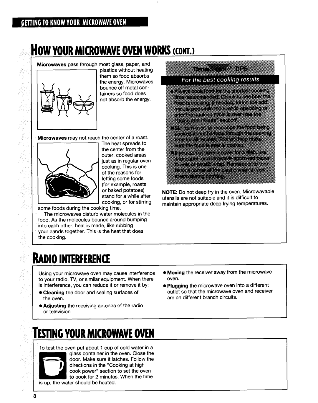 Whirlpool MT9160XE, MT6120XE 10~YOURMIQ~OWAVEOVENwoRKsCOW, RADIOINlWERENCE, Tesiincyourmicrowaveoven 