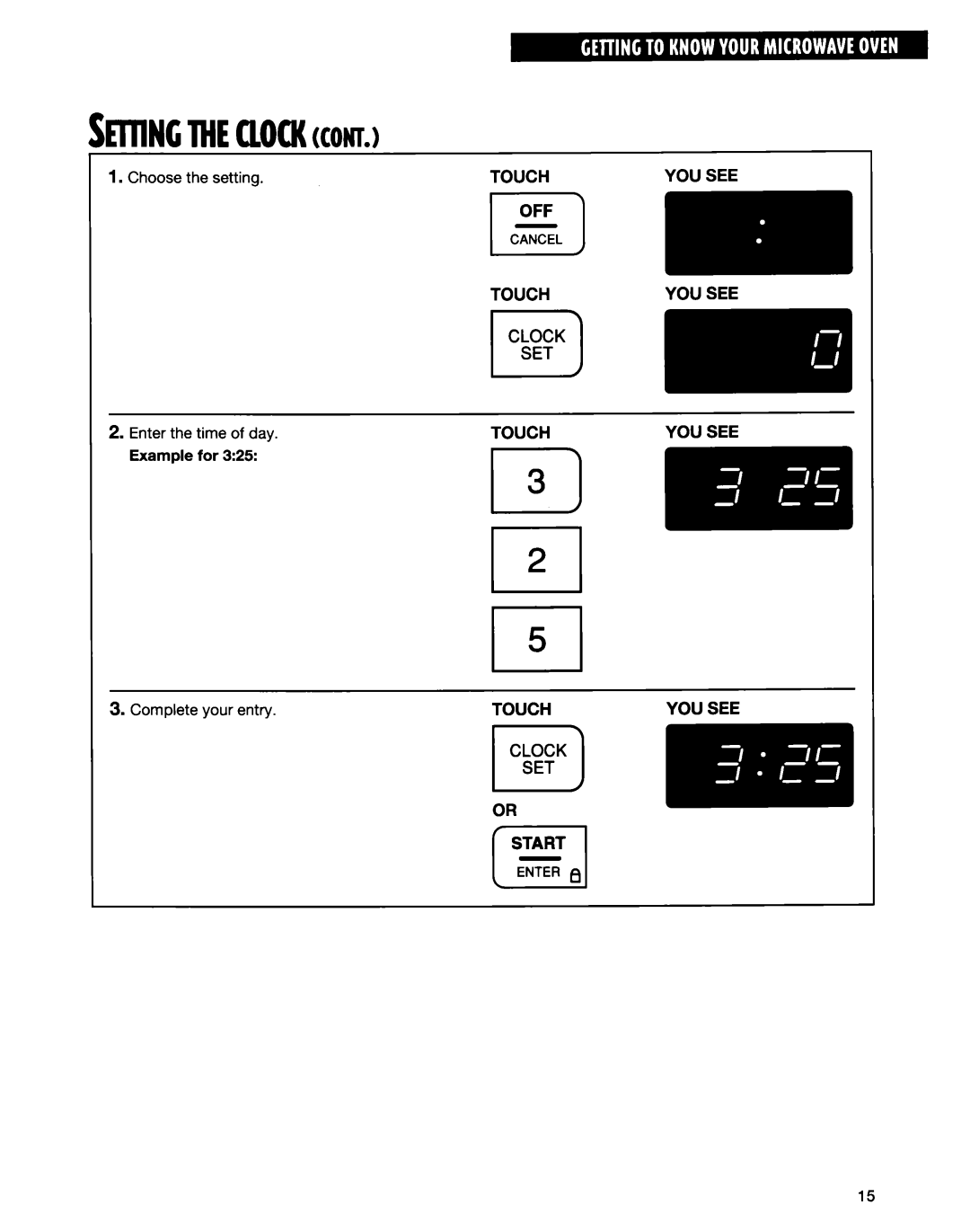Whirlpool MT6120XE, MT9160XE installation instructions SElllNCMECLOCKcow, You See, OR LSTART-l, Touch 