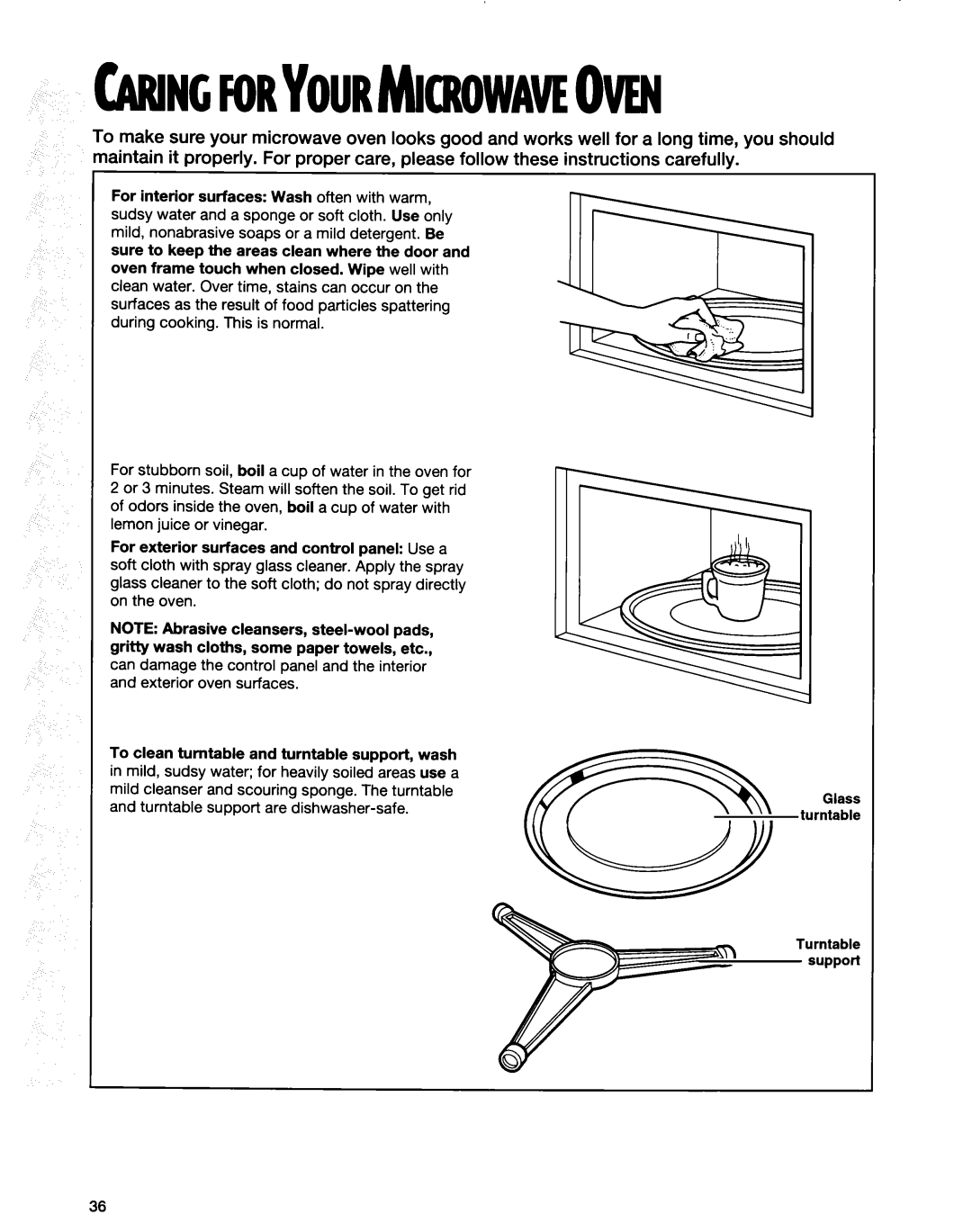 Whirlpool MT9160XE, MT6120XE installation instructions Caringforyourmicrowaveoven, support 