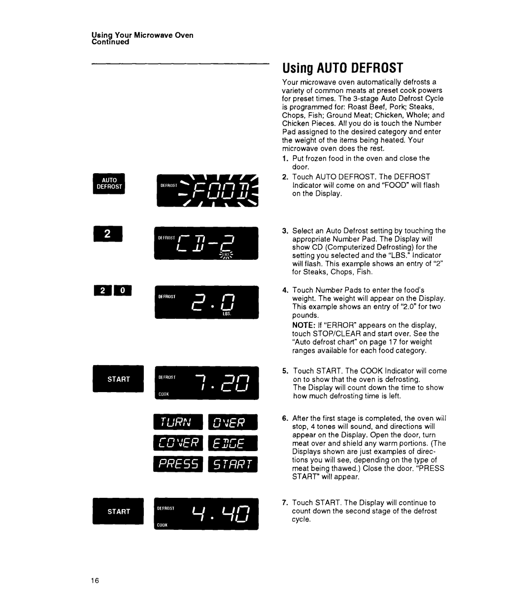 Whirlpool MT9160XY manual Using Autodefrost, Using Your Microwave Oven 