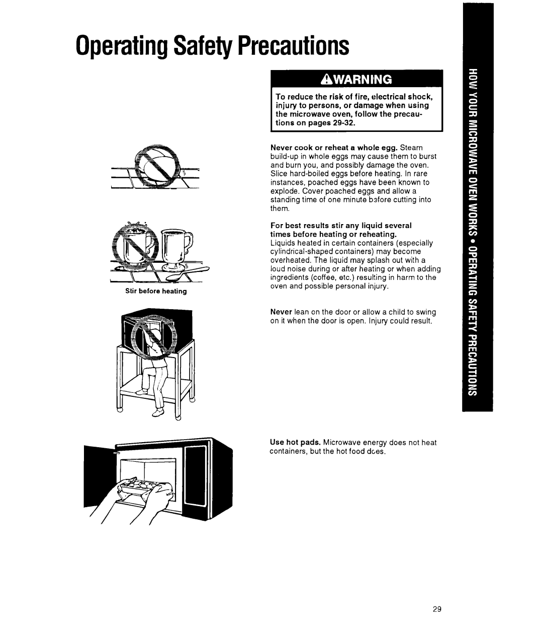 Whirlpool MT9160XY manual OperatingSafetyPrecautions 