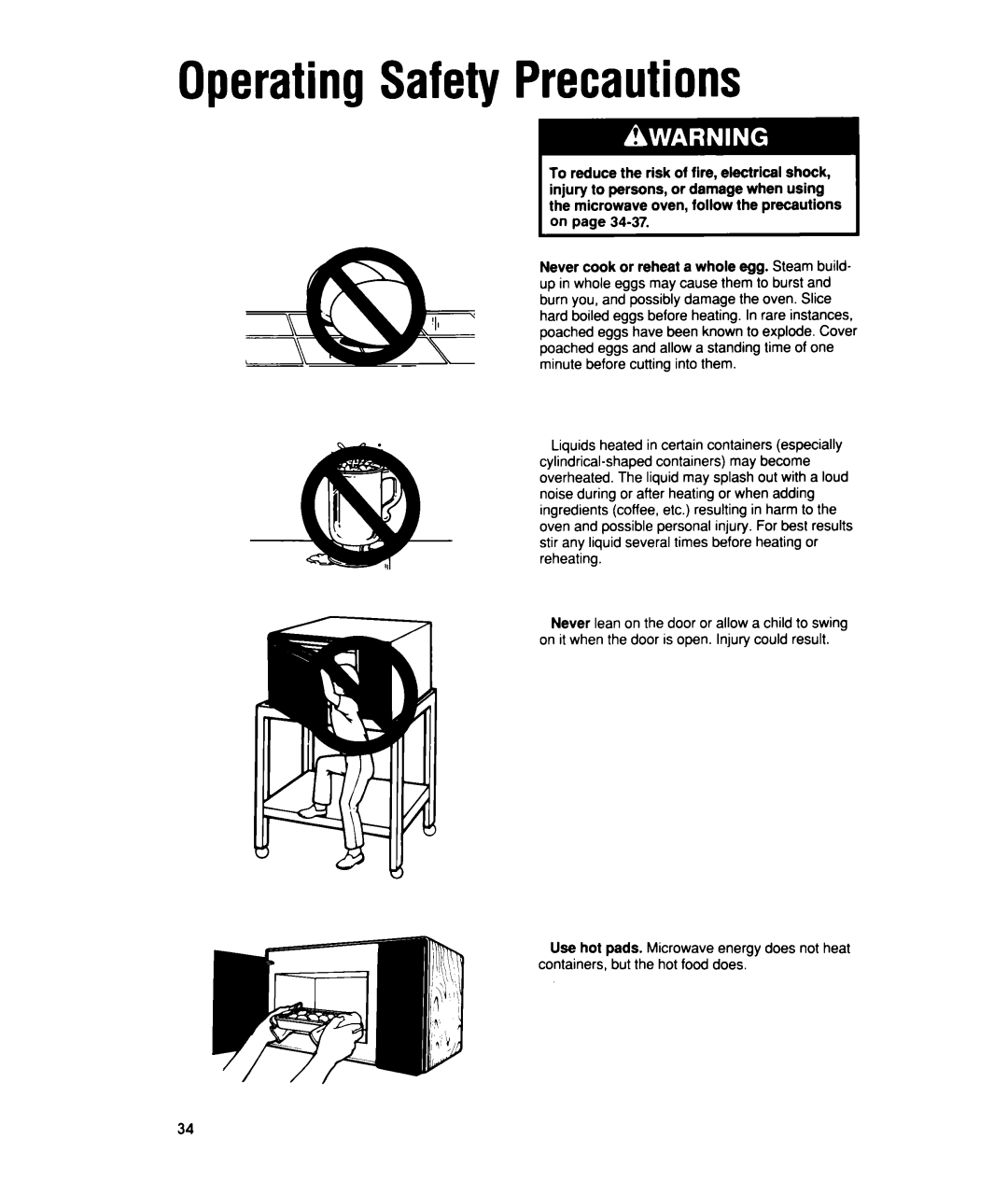 Whirlpool MTZ080XY user manual OperatingSafetyPrecautions 