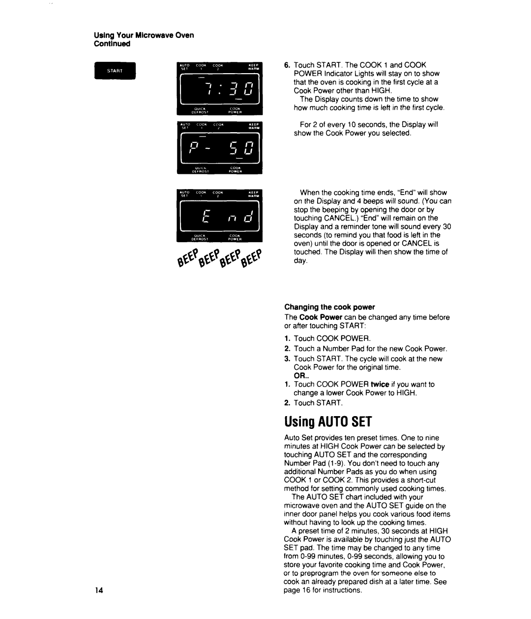 Whirlpool MTZ080XY user manual Using AUTOSET 