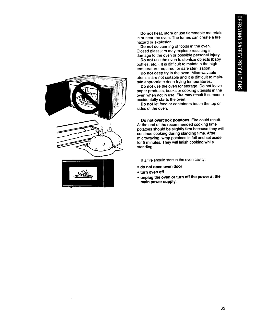 Whirlpool MTZ080XY user manual If a fire should start in the oven cavity 