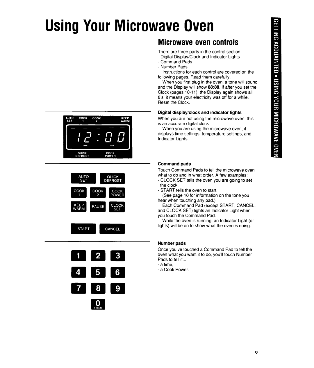 Whirlpool MTZ080XY user manual UsingYourMicrowaveOven, Microwave oven controls 