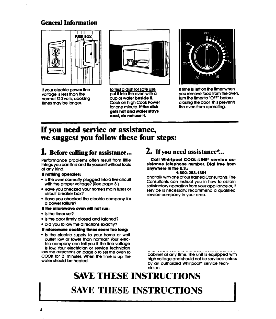 Whirlpool MW1200XW manual General Information, Before Calling for assistance, If you need assistance% 