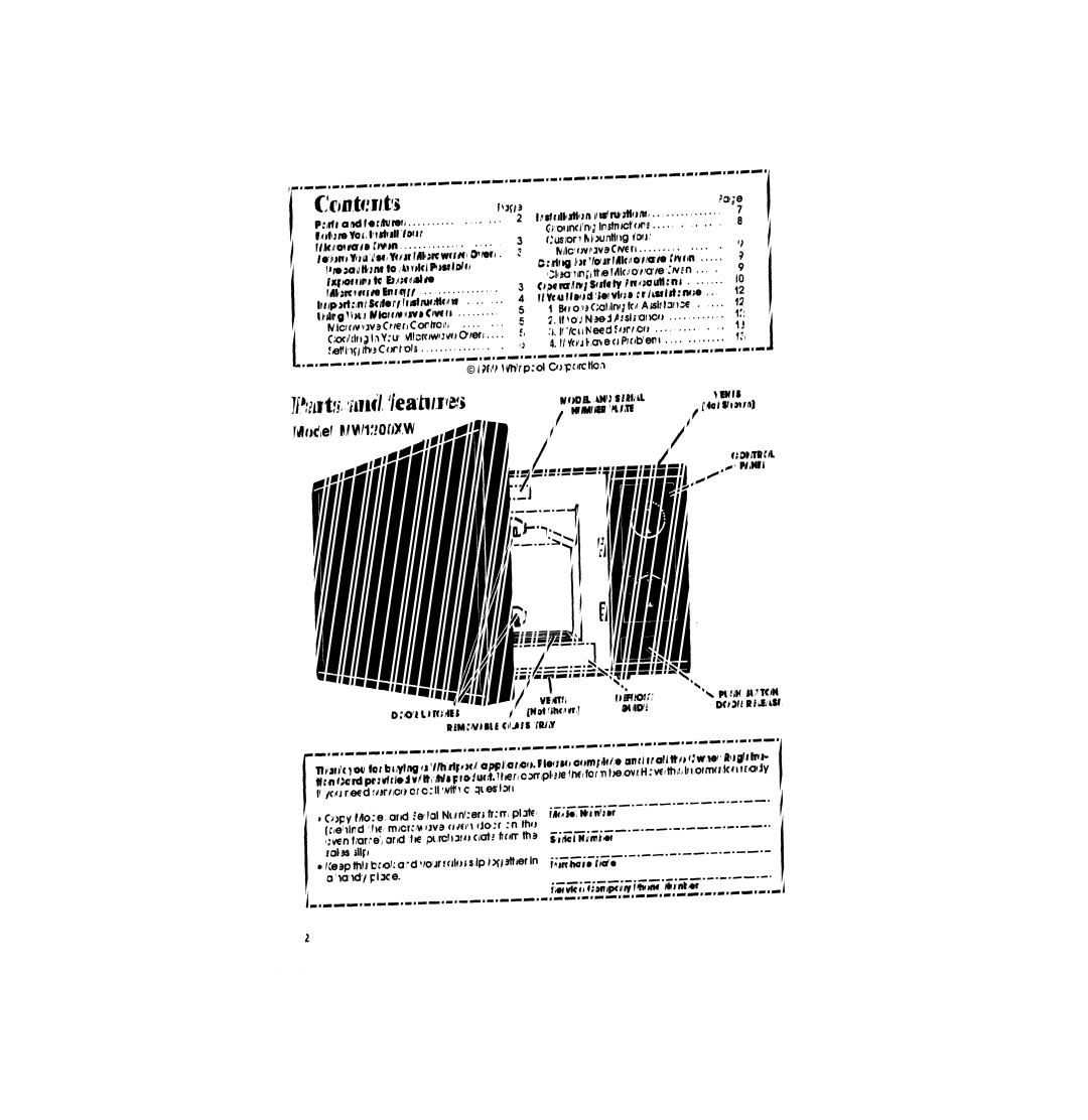 Whirlpool MW1200XW manual 