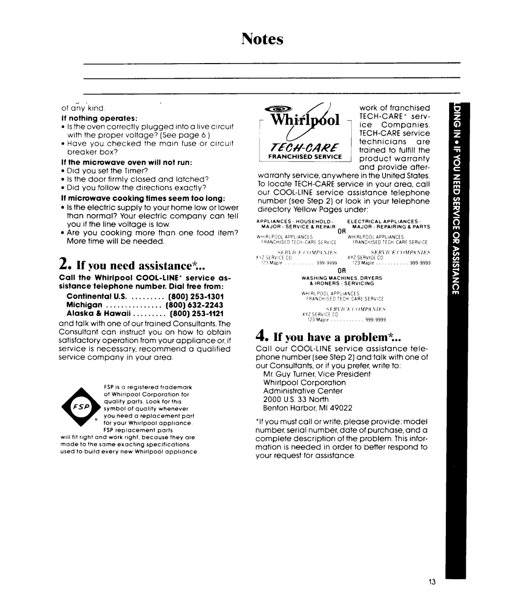 Whirlpool MW3000XM manual 