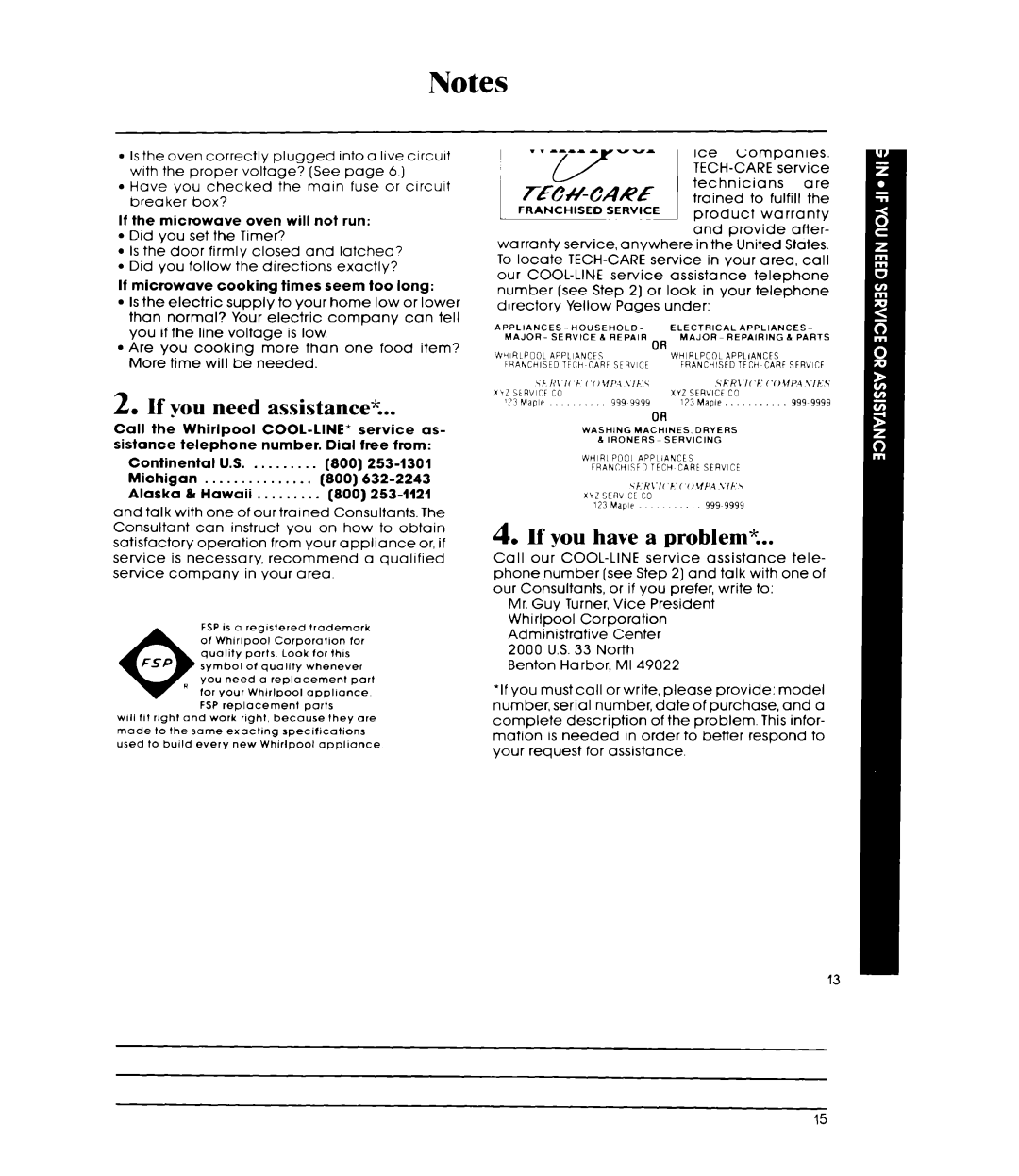 Whirlpool MW3000XM manual 