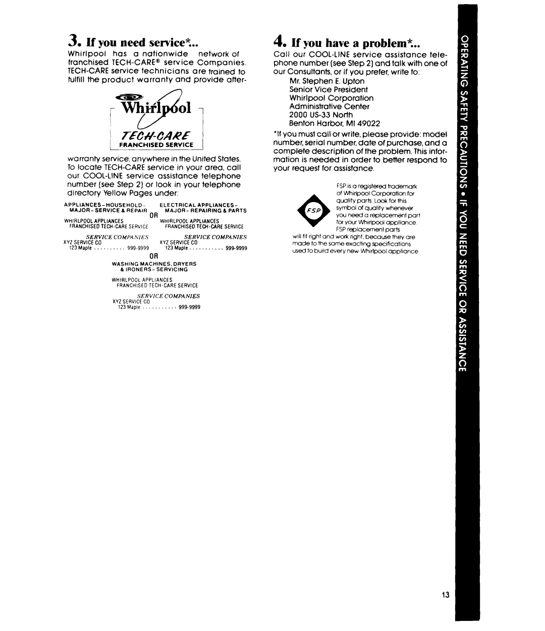 Whirlpool MW3200XP manual If you need serviceJc, If you have a problem% 