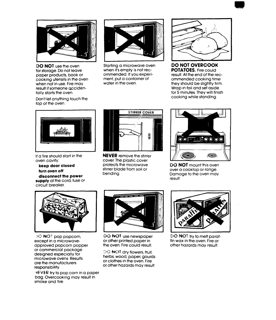 Whirlpool MW32OOXW manual Keep door closed turn oven off disconnect the power 