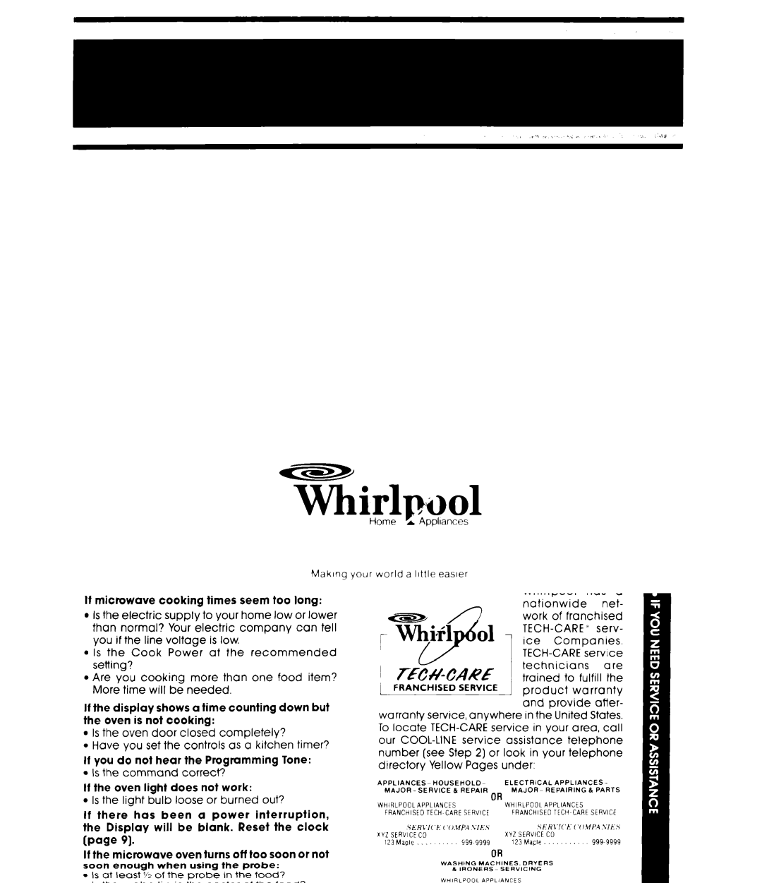 Whirlpool MW3500XM manual Whirlpuol 