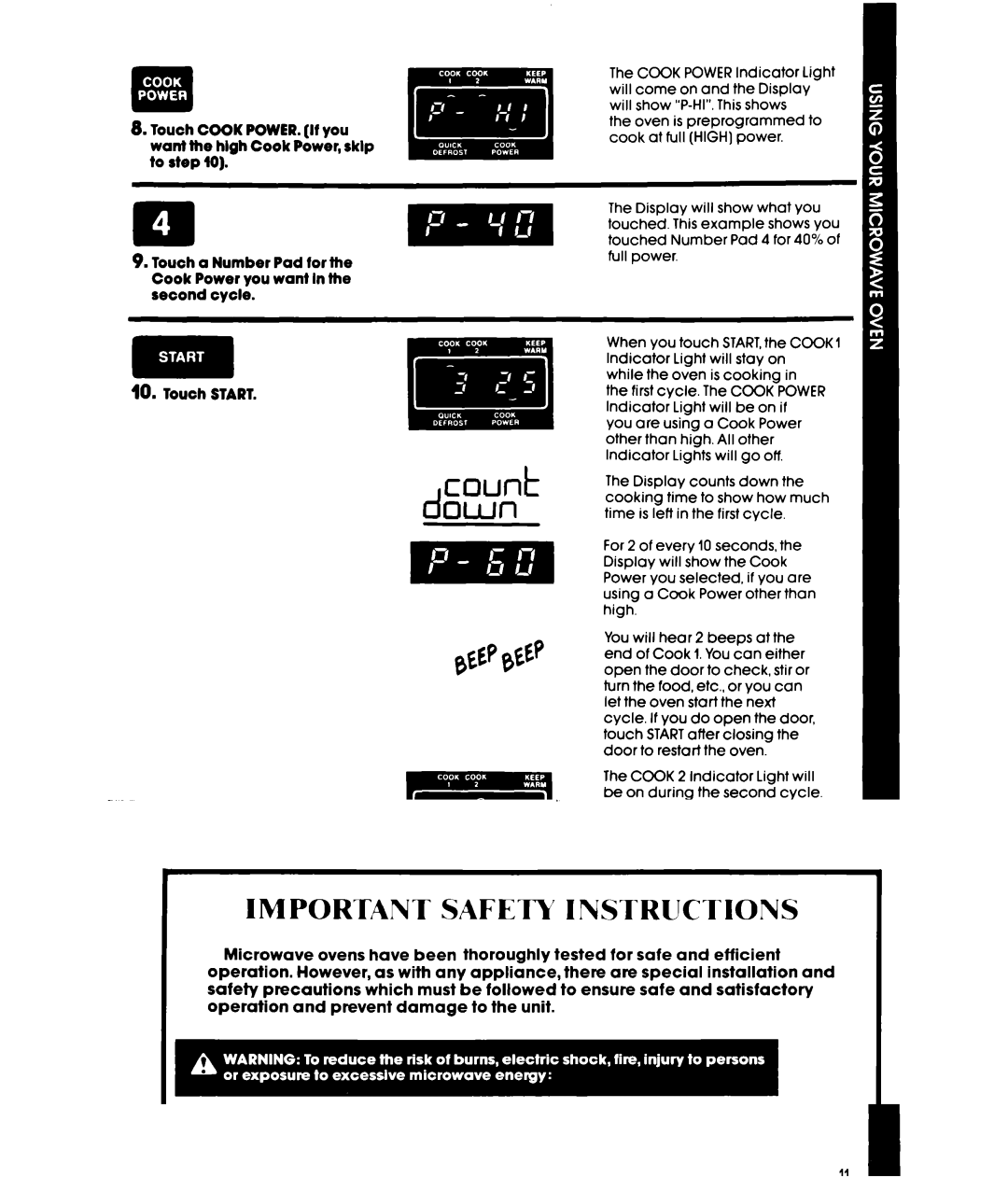 Whirlpool MW3500XS manual On next 