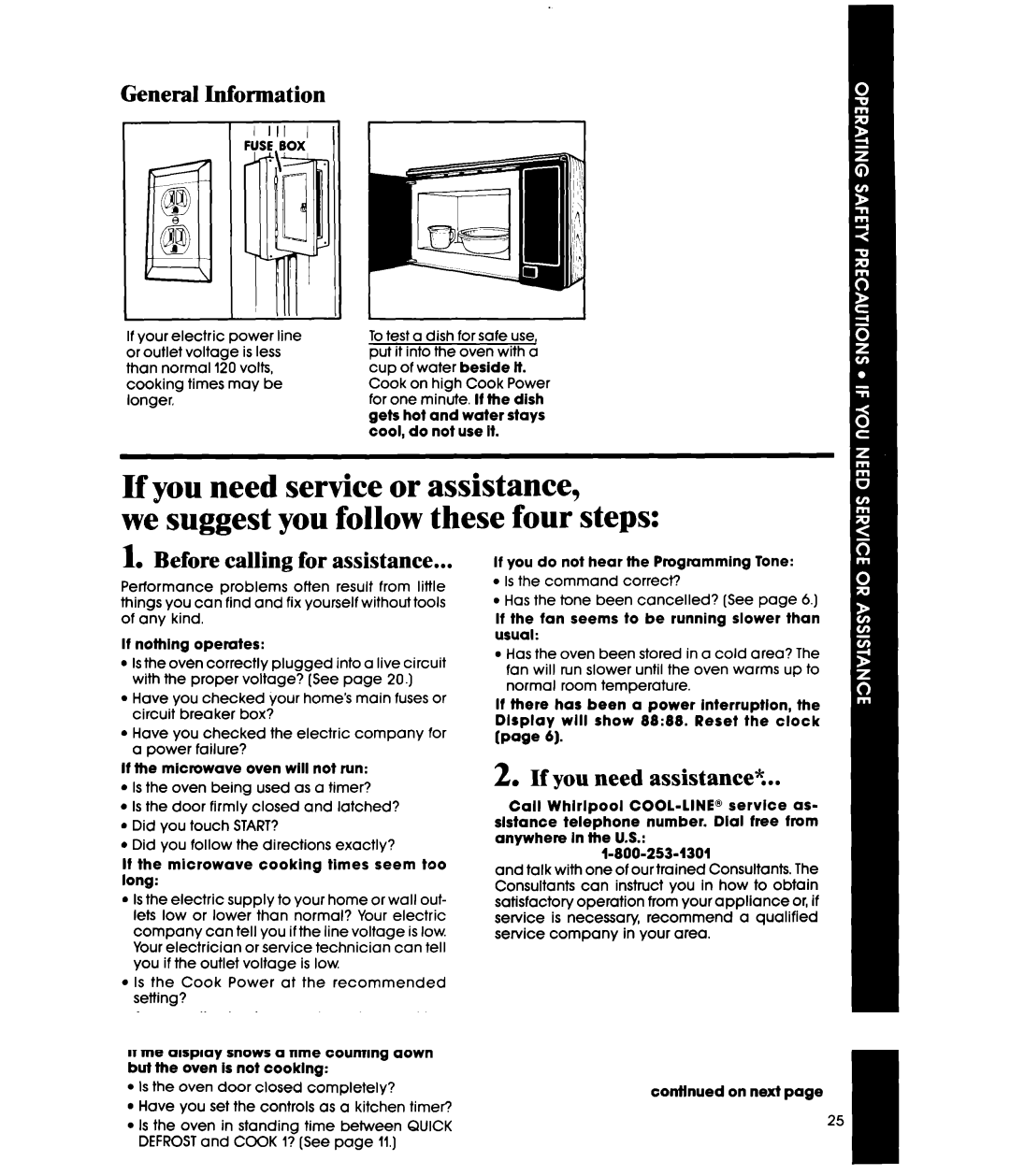 Whirlpool MW3500XS manual General Information, Before calling for assistance, If you need assistance% 