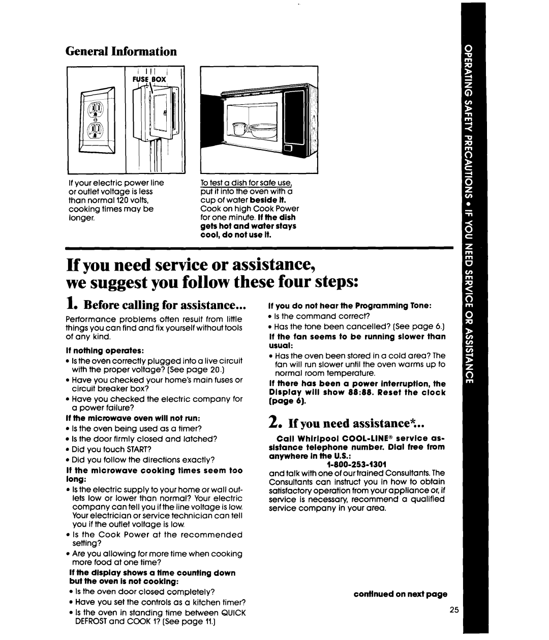 Whirlpool MW3500XS manual If you need service or assistance, we suggest you follow these four steps, General Information 