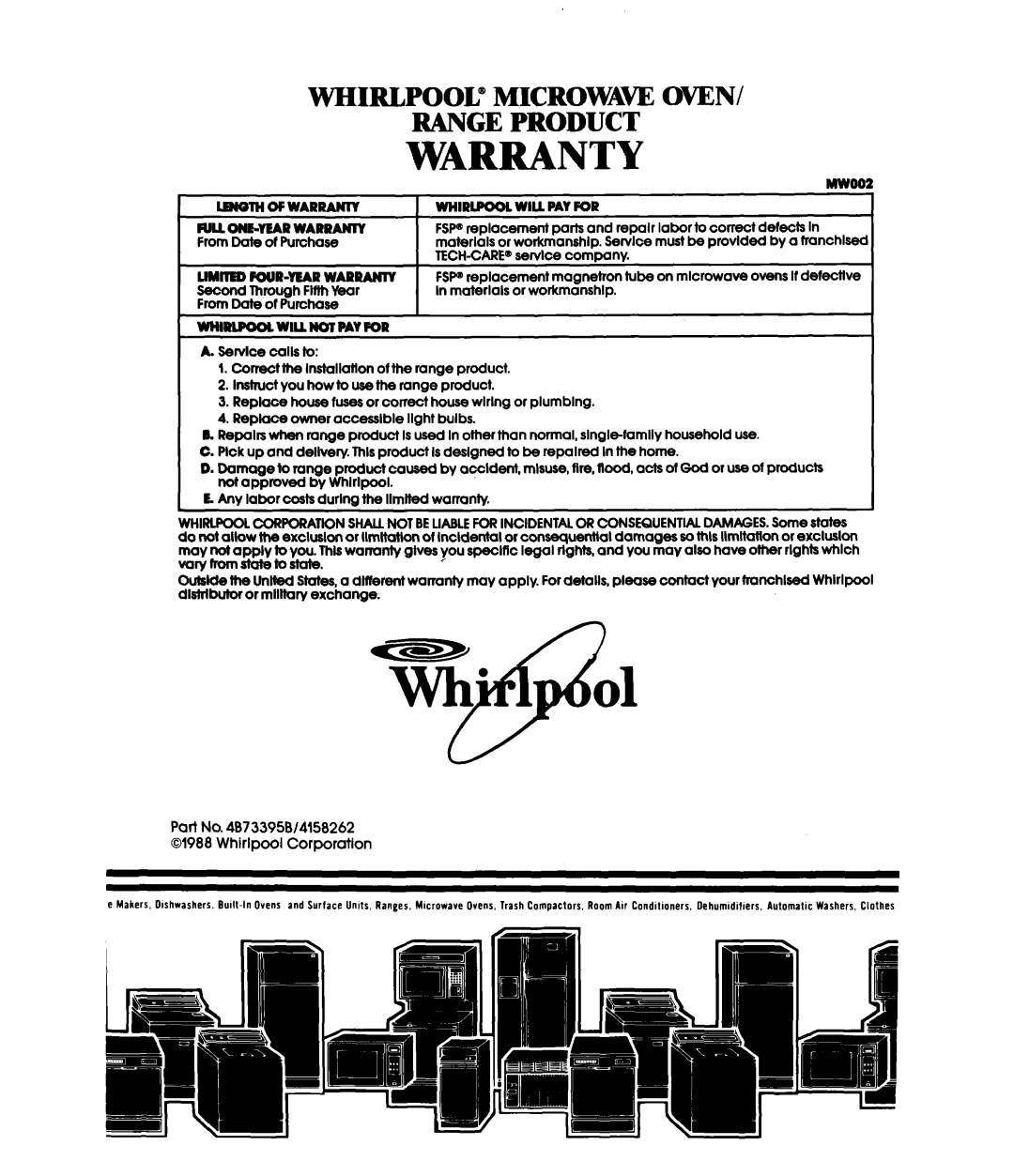 Whirlpool MW3500XS manual wHIRl.Pool wu PAVFOP 