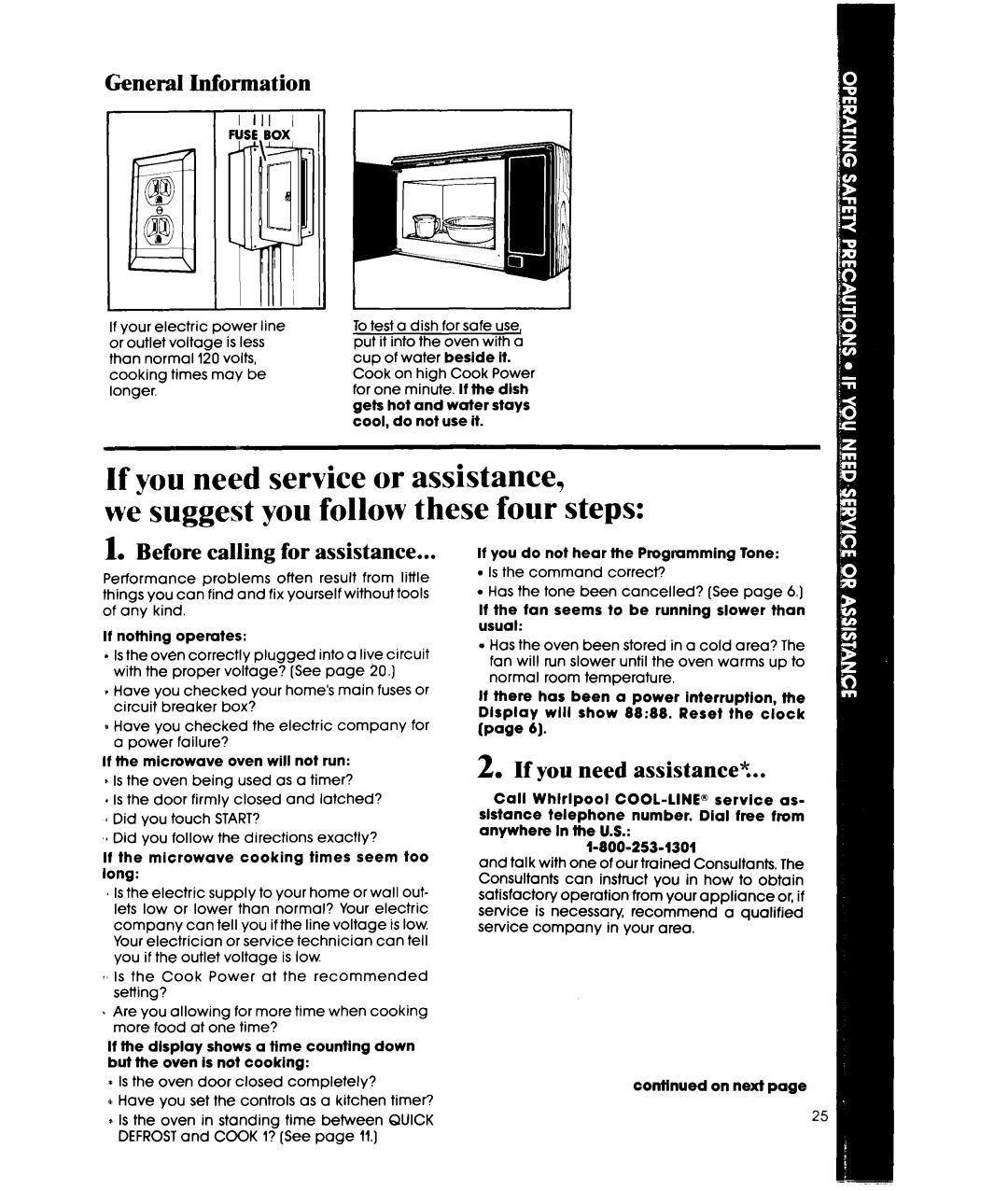 Whirlpool MW3500XW manual General Lnformation, Before calling for assistance, If you need assistance% 