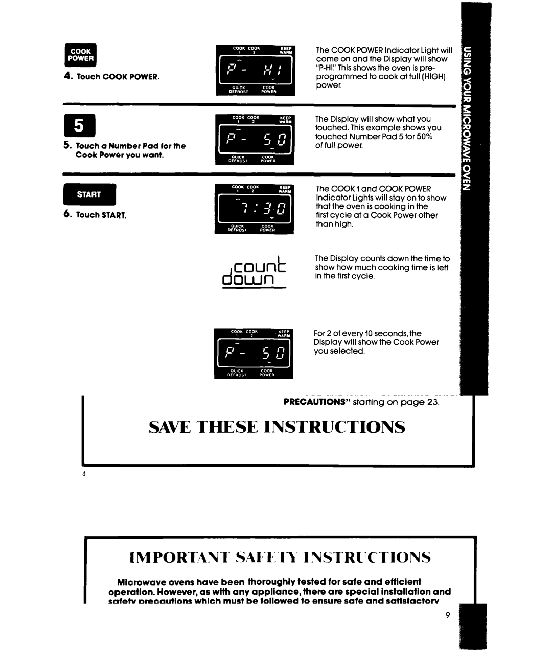 Whirlpool MW3500XW manual Count, DQWfl 