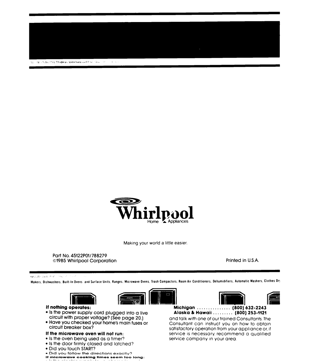 Whirlpool MW352EXP, MW3520XP manual ~irlpuol 