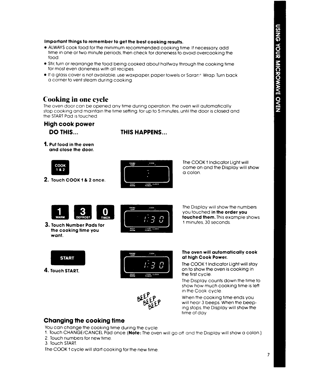 Whirlpool MW3520XP, MW352EXP manual Cooking in one cycle, High cook Power, Changing the cooking time 