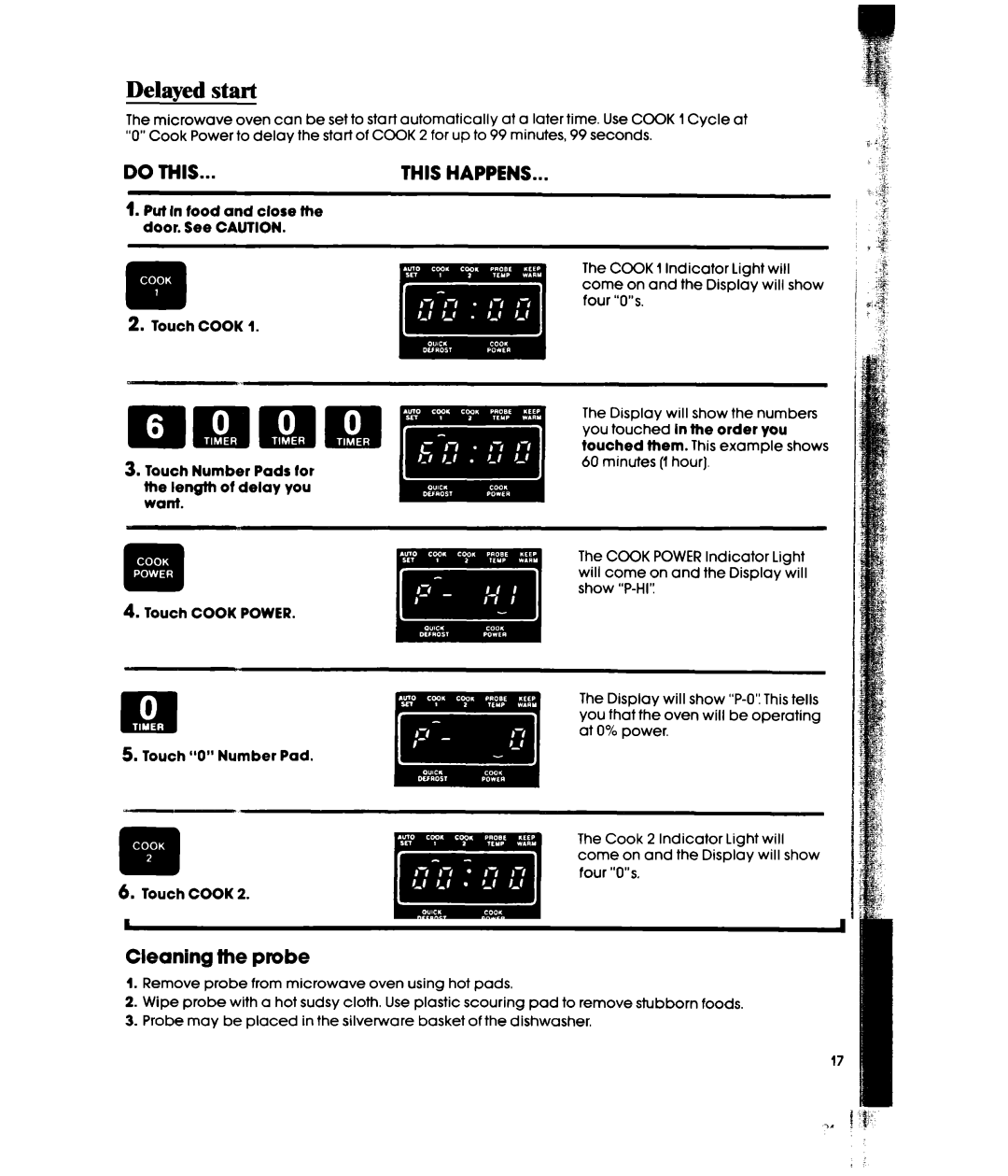 Whirlpool MW3600XW, MW3601XW manual Delayed start, On next 