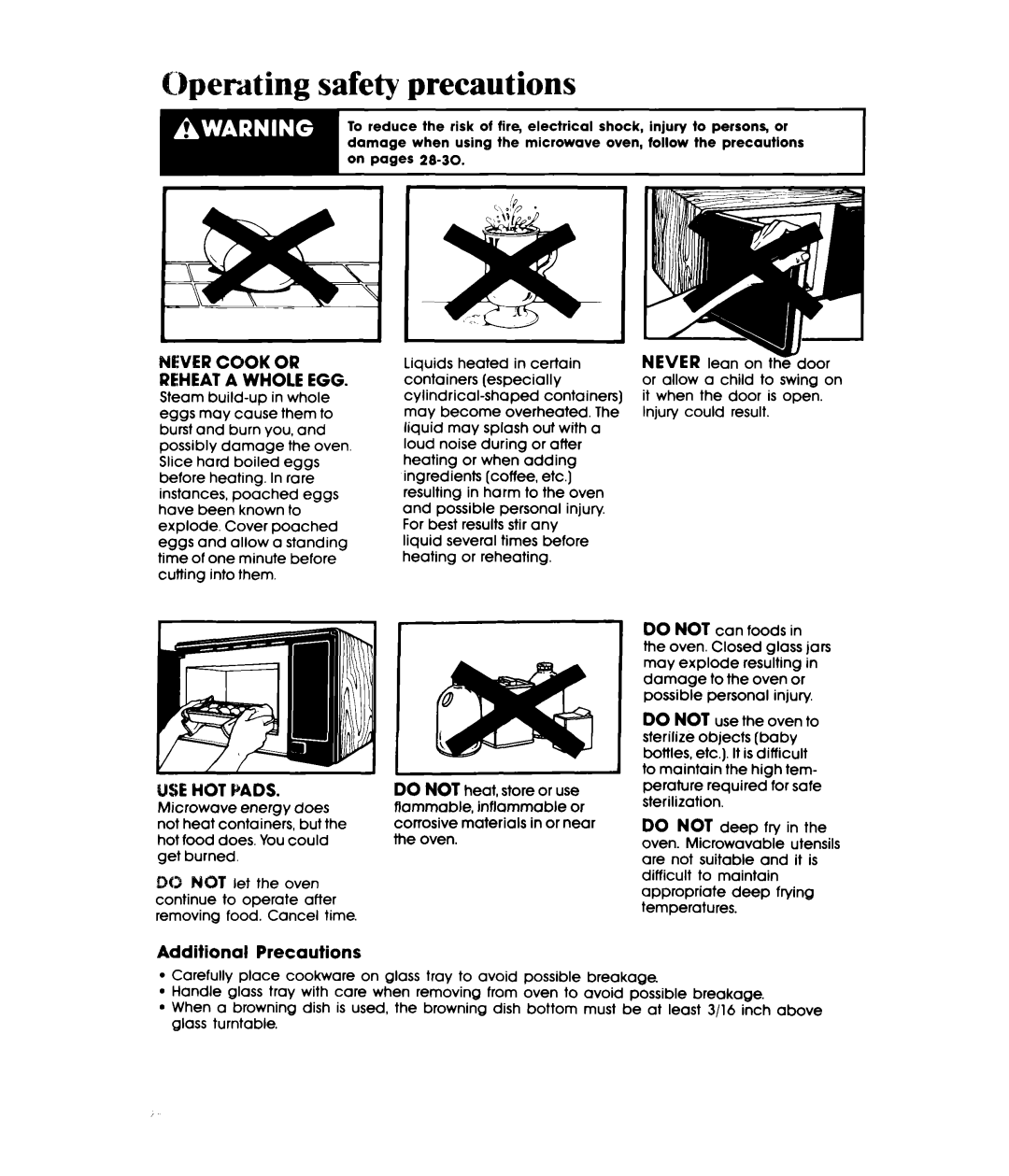 Whirlpool MW3601XW, MW3600XW manual Never Cook or Reheat a Whole EGG, Additional 