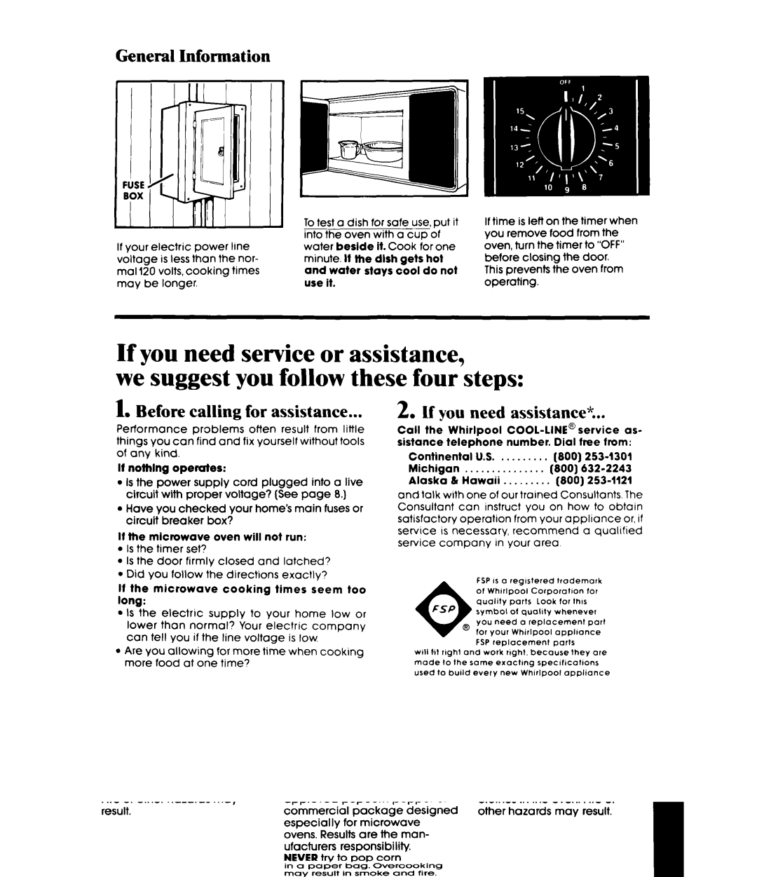 Whirlpool MW3OOOXP manual General Information, Before calling for assistance, Lf you need assistance% 