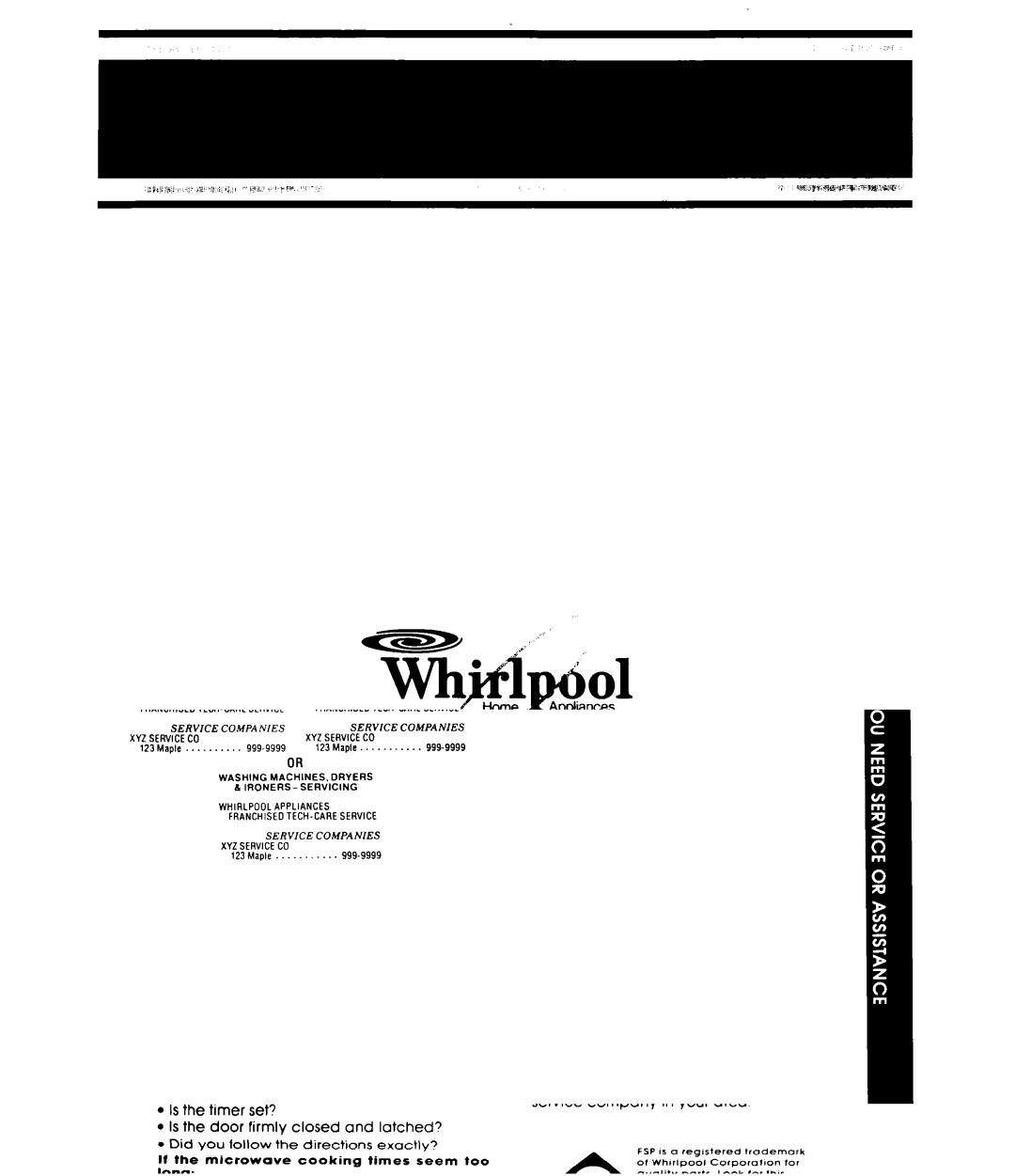 Whirlpool MW3OOOXP manual Rices 