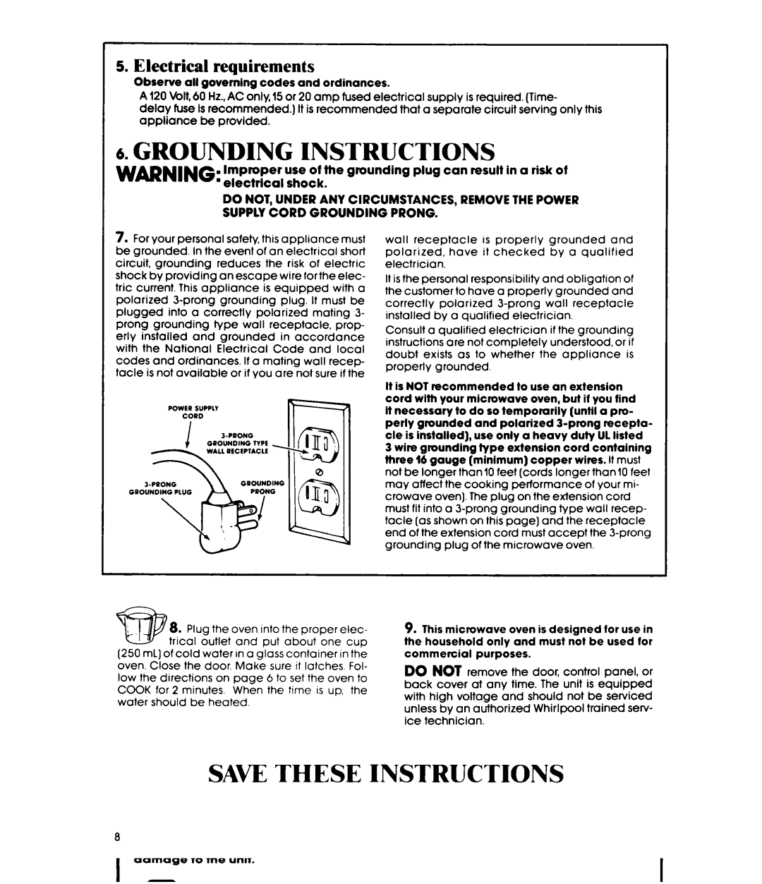 Whirlpool MW3OOOXP manual Instructions 