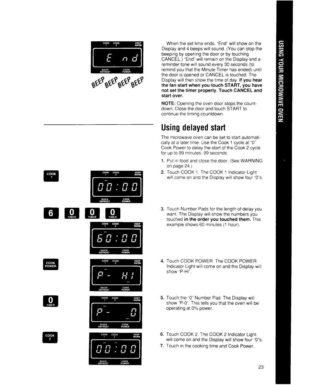 Whirlpool MW7400XW manual Using delayed start 