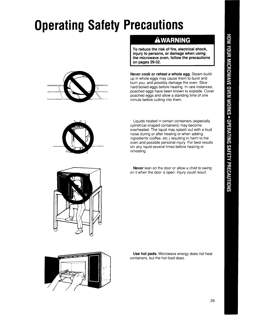 Whirlpool MW7400XW manual OperatingSafetyPrecautions 