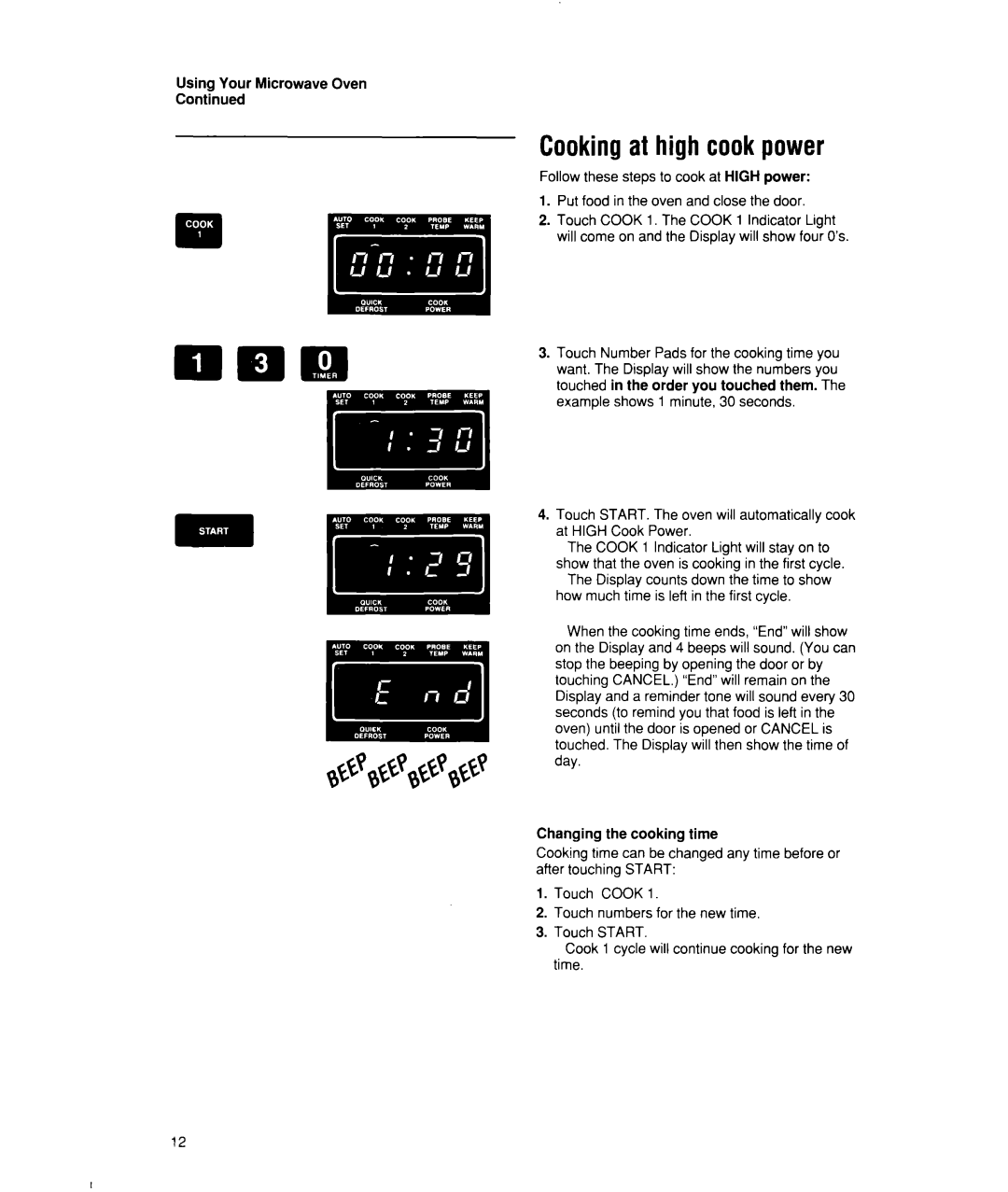 Whirlpool MW7500XW manual Cookingat high cookpower 