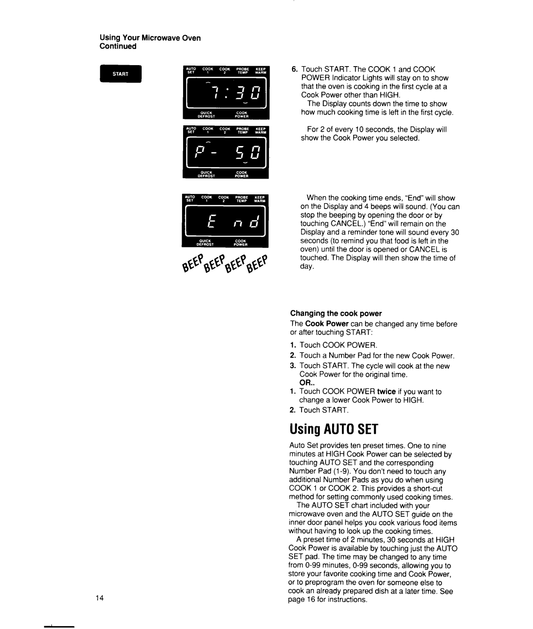 Whirlpool MW7500XW manual UsingAUTOSET 