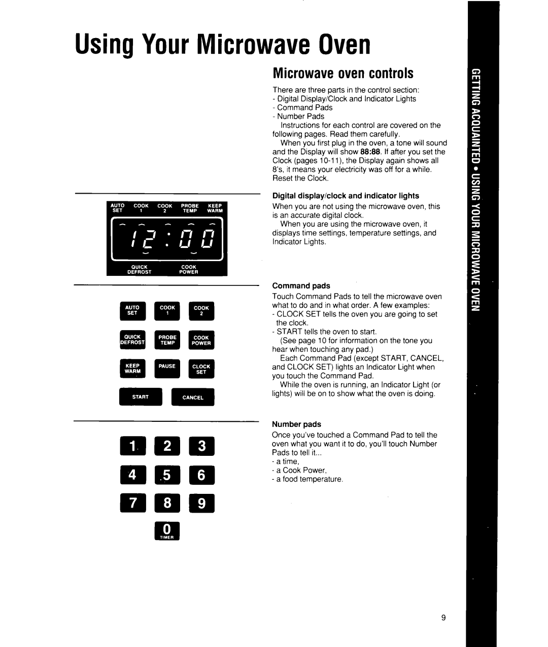 Whirlpool MW7500XW manual UsingYourMicrowaveOven, Microwaveovencontrols 