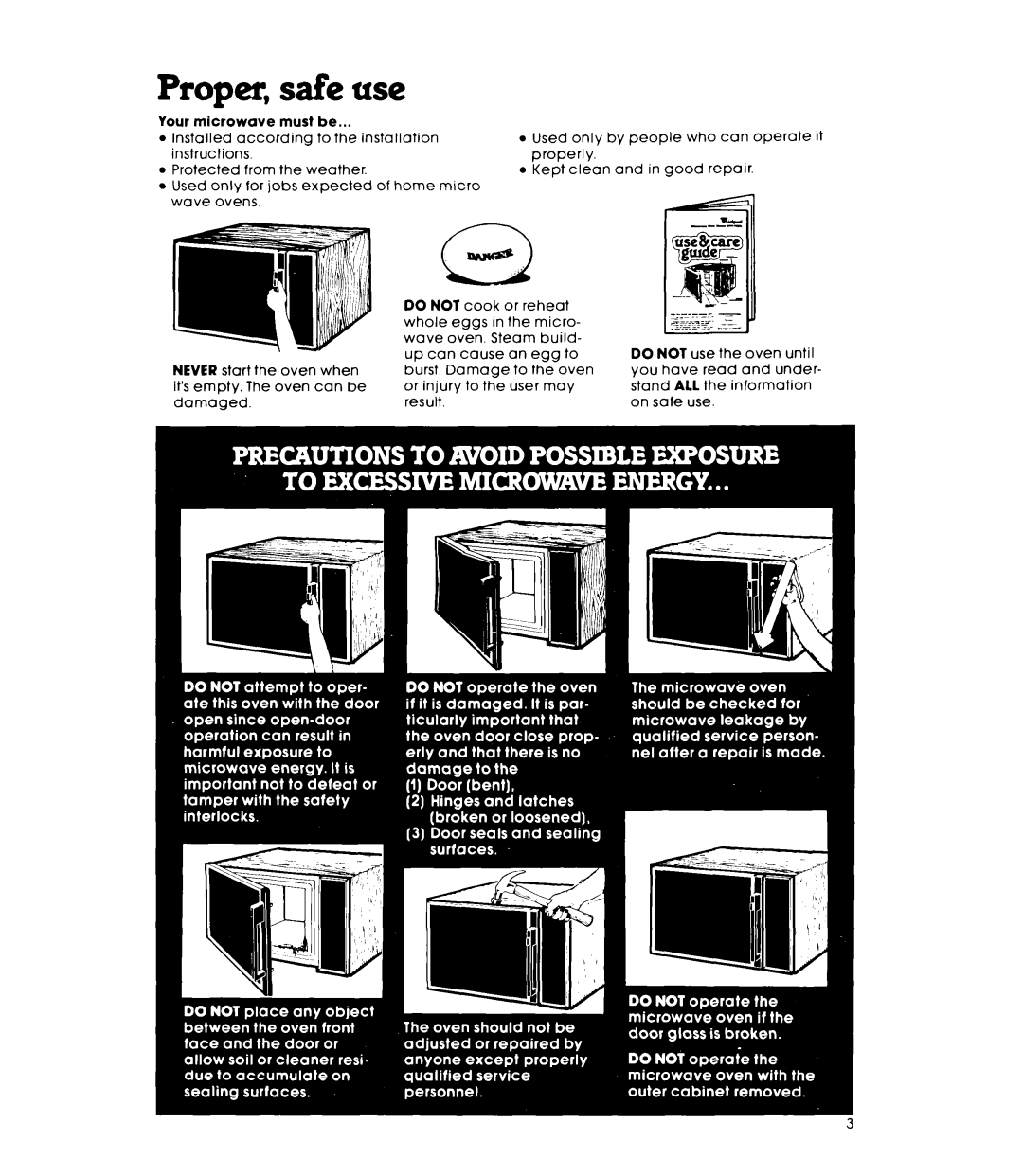 Whirlpool MW8100XL manual Proper, safe use 