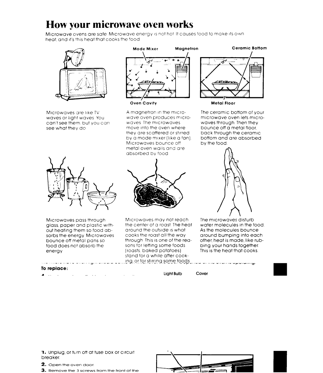 Whirlpool MW8100XR manual How your microwave oven works 