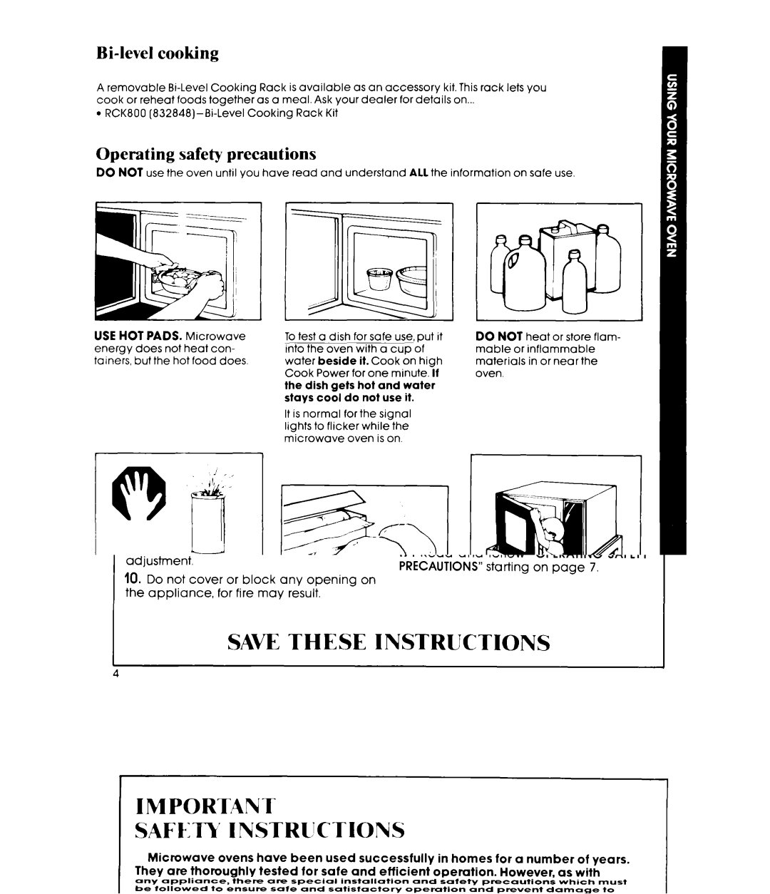 Whirlpool MW81OOXP manual Bi-level cooking, Operating safety precautions 