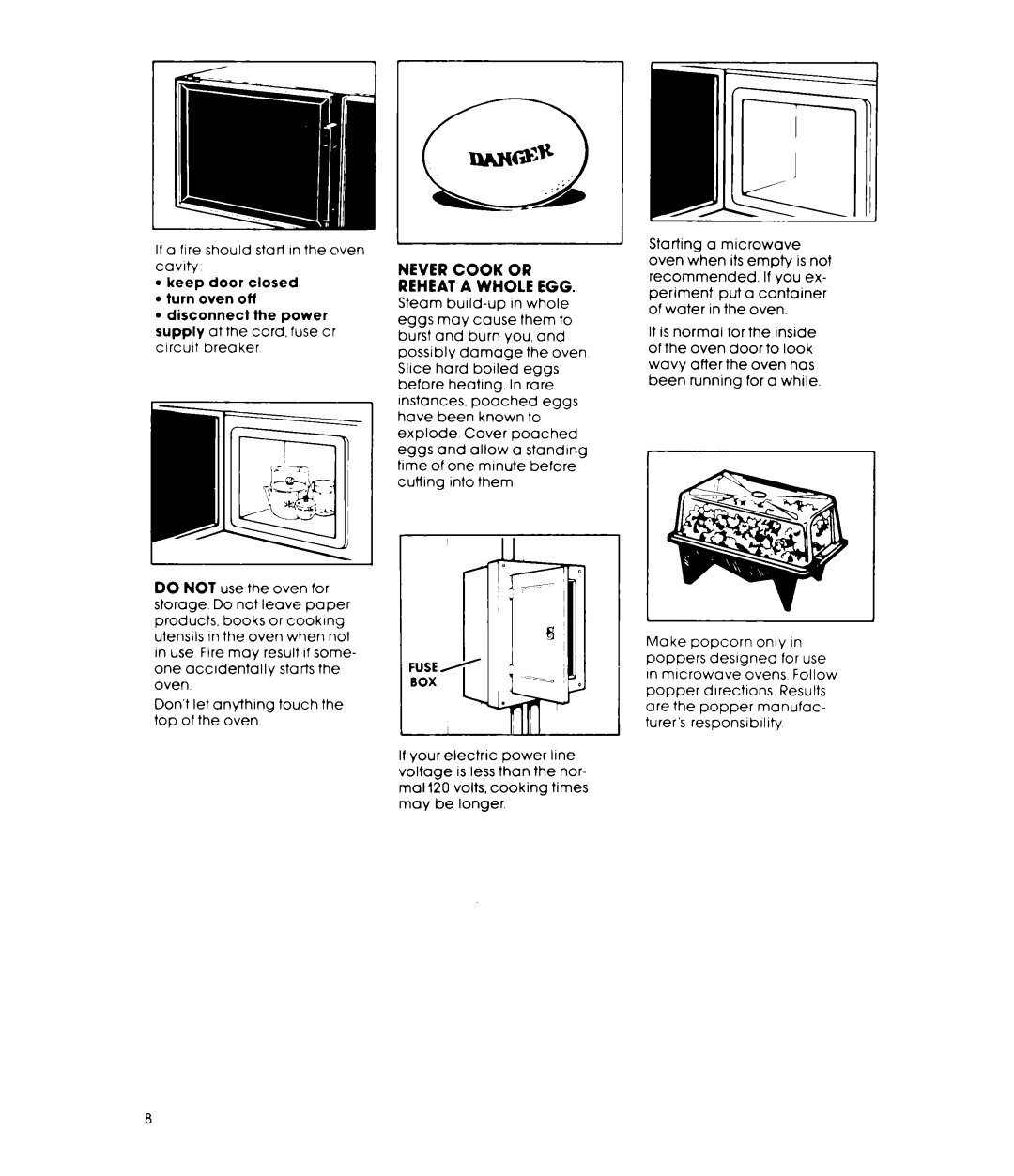 Whirlpool MW81OOXP manual Never Cook or Reheat a Whole EGG 