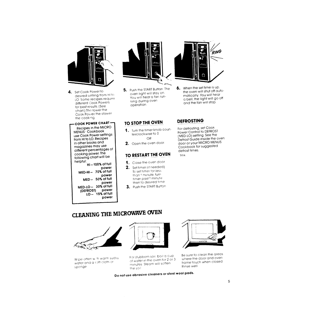 Whirlpool MW82OOXL Recipes in the MiCRO MENUS. Cookbook, DEFzST power 15% of full power, Defrost Guide inside the Oven 