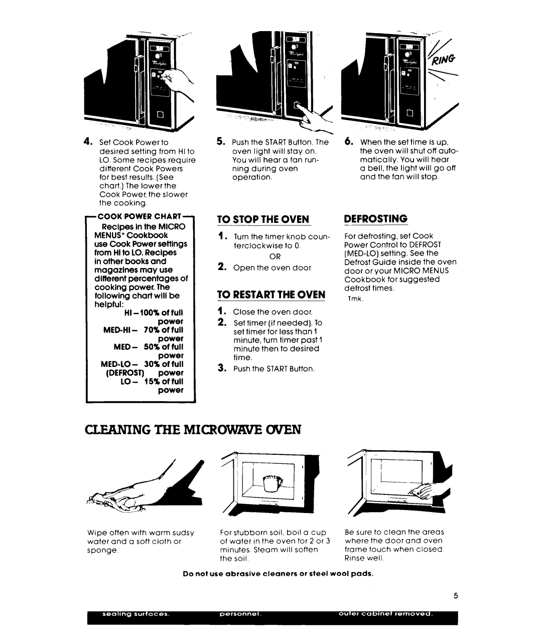 Whirlpool MW82OOXL1 warranty Cleaning the Micr 