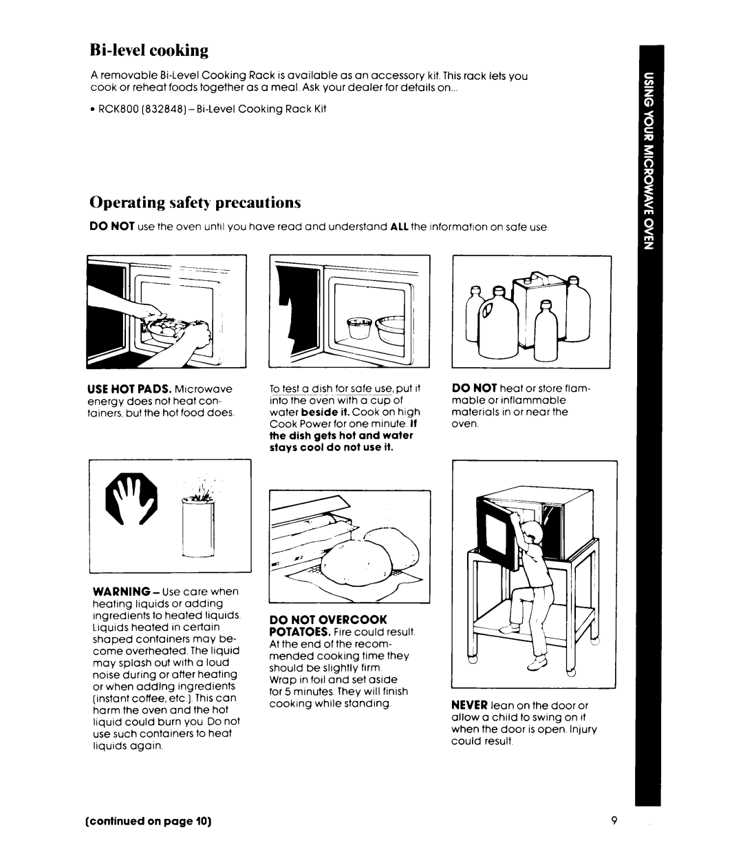 Whirlpool MW8300XP manual Bi-level cooking, Operating safety precautions 