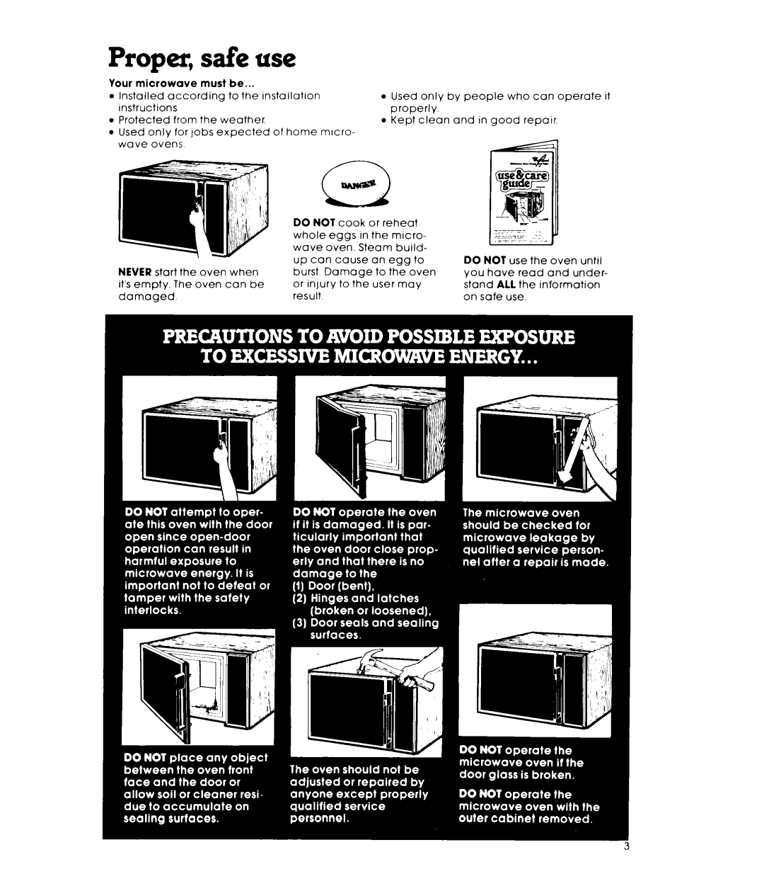 Whirlpool MW83OOXL warranty Proper, safe use, Your microwave must be 