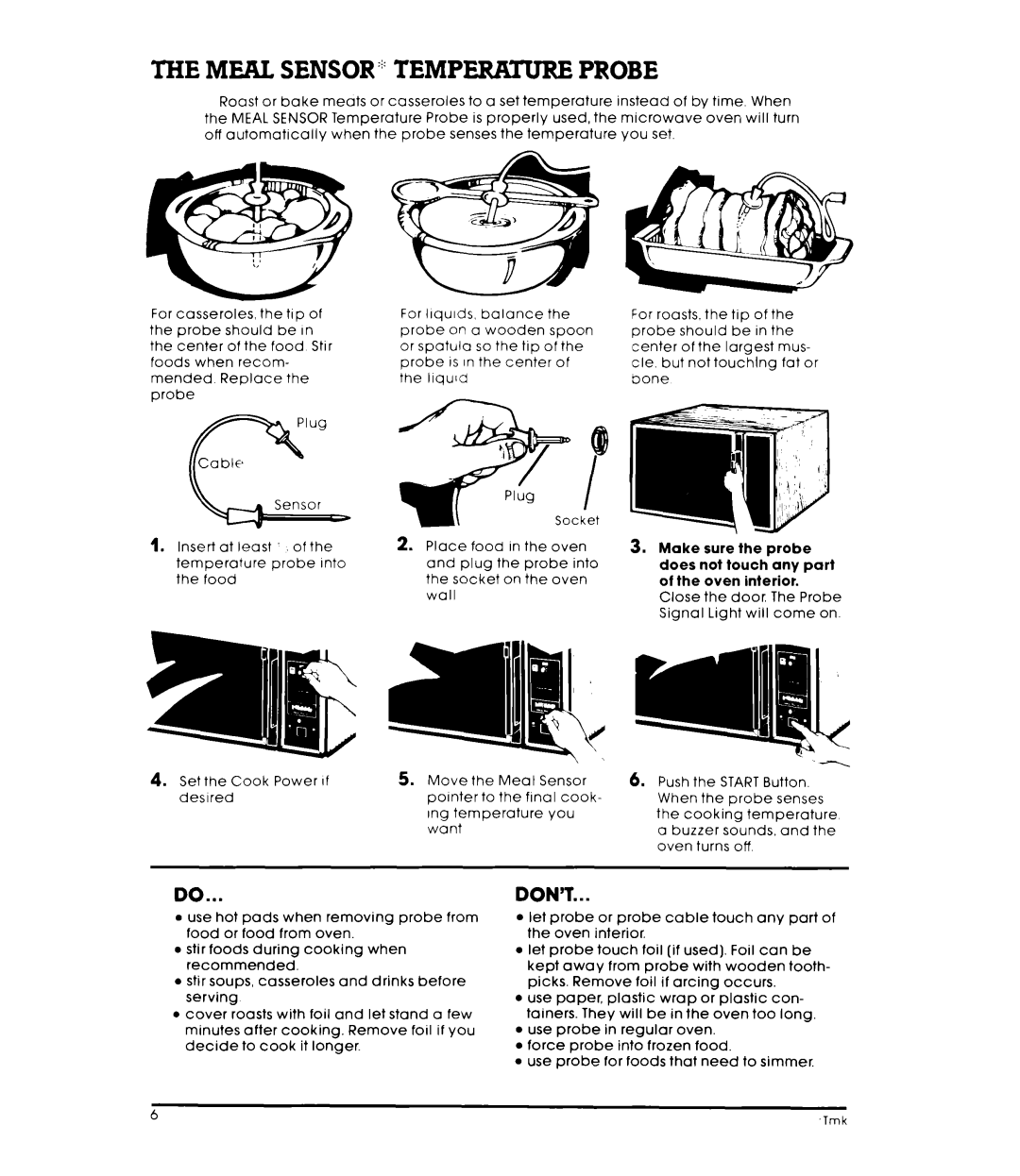 Whirlpool MW83OOXL warranty Do...Don’T, Sensor 