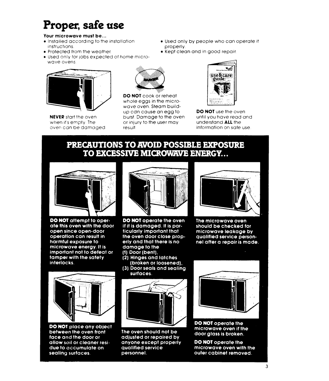 Whirlpool MW8400XL, MW8450XL warranty Proper, safe use 