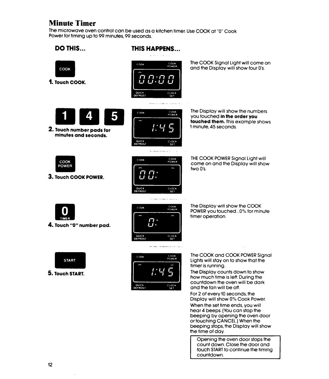 Whirlpool MW850EXP, MW85OOXP manual Minute Timer, Dpd 