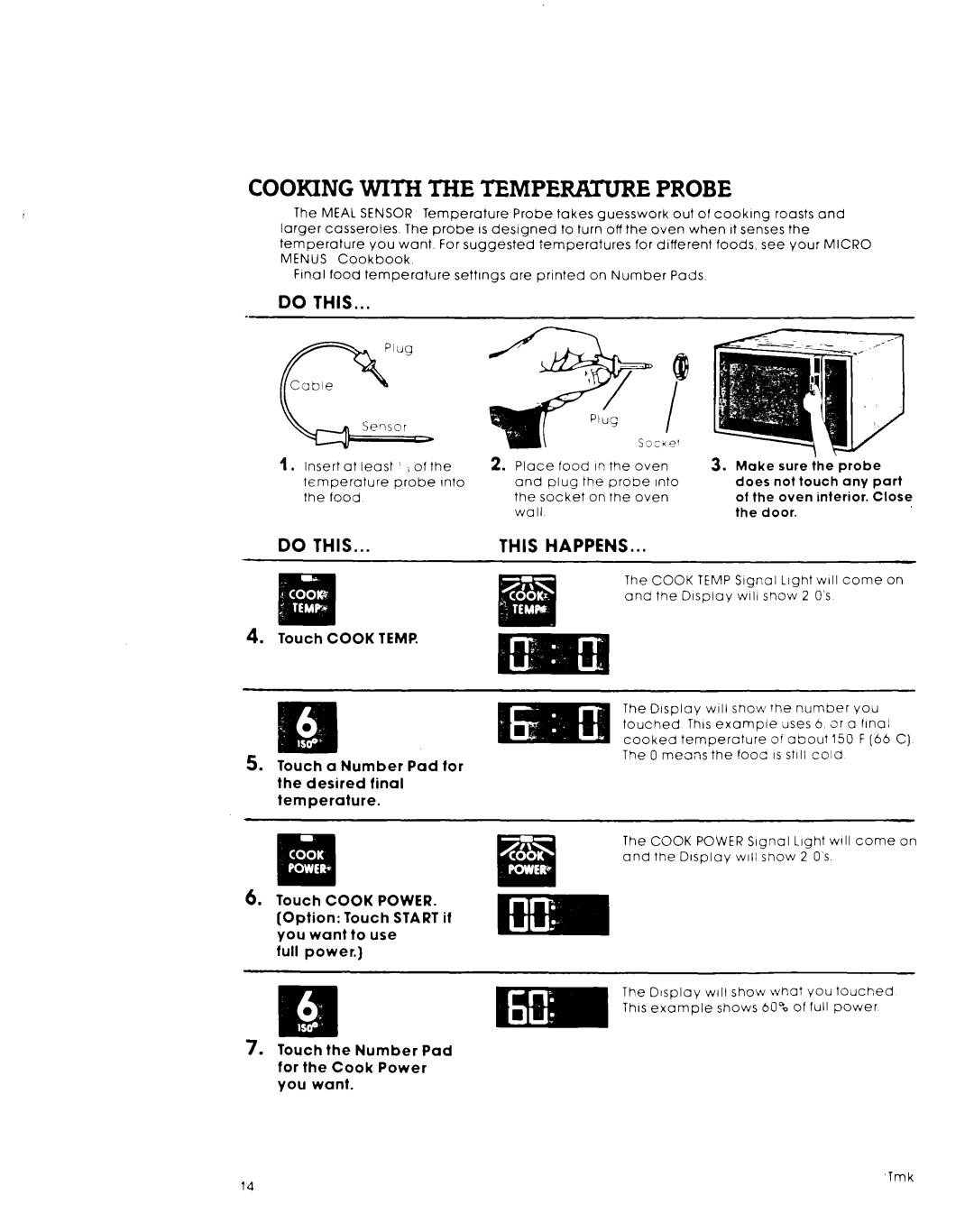 Whirlpool MW8550XL, MW8600XL warranty Cooking with the Temp Erature Probe, OOK Temp 