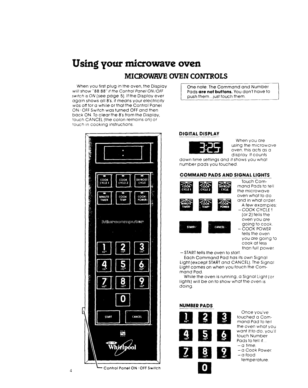 Whirlpool MW8550XL, MW8600XL warranty Using your microwave oven, Microwrve Oven Controls, Cook Power 